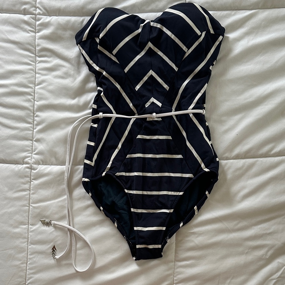 Seafolly Black and White Striped One Piece Swimsuit